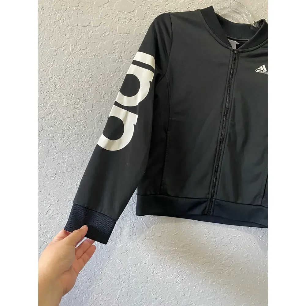 Adidas Black Zip Kids Jacket Size Large